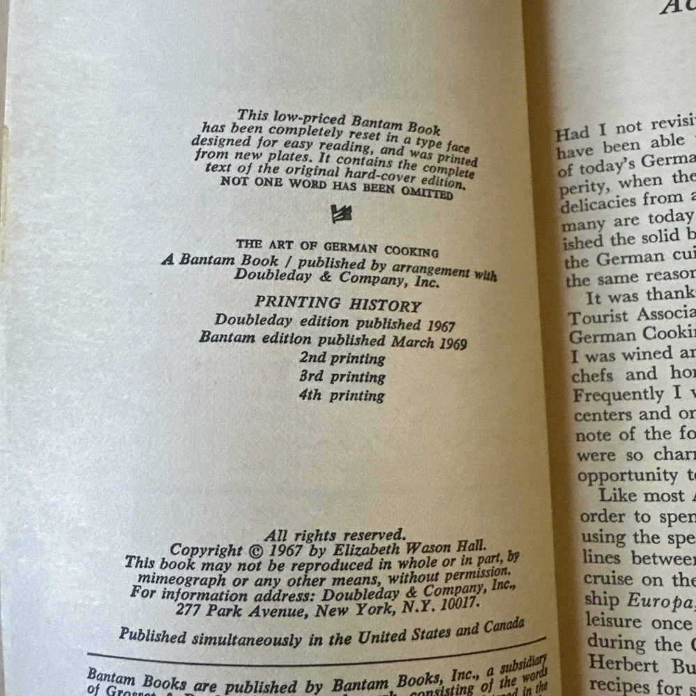 The Art of German Cooking 1969 Cookbook - Paperback *GOOD* VTG Condition